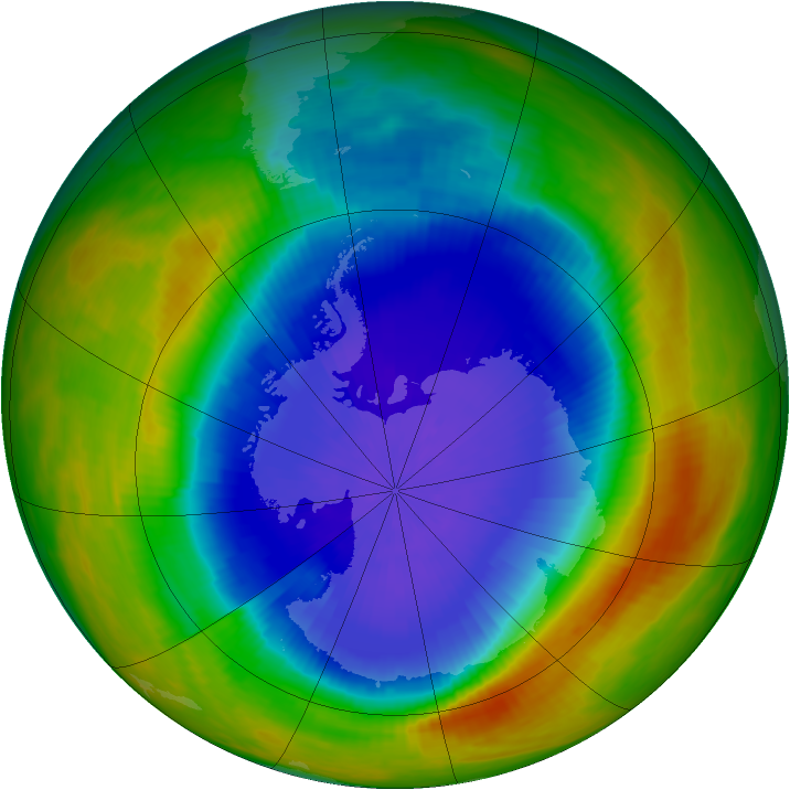 Antarctic ozone map for 19 October 1989